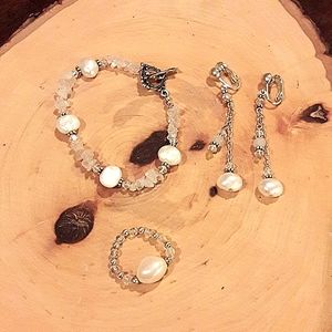 Handcrafted Freshwater Pearl Necklace, Ring, Bracelet Set